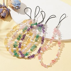 Ремешки для мобильных телефонов с кусочками драгоценных камней и культивированным пресноводным жемчугом HJEW-JM01097