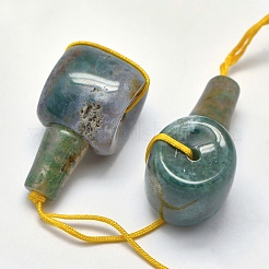 Натуральный мох агат 3 дыра гуру бисер&nbsp;X-G-K208-02-A-26