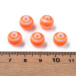 不透明な縞模様のアクリルビーズ  ラウンド  サンゴ  10mm  穴：2mm  約940個/500g&nbsp;MACR-S373-27D-04