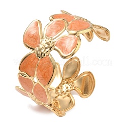 Bracelets manchettes ouverts en acier inoxydable 304 émaillé pour femmes&nbsp;BJEW-F542-01G-03