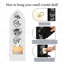 Настенный деревянный подсвечник в стиле бохо AJEW-WH0378-003