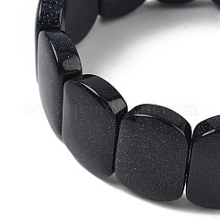 合成ブルーゴールドストーンビーズストレッチブレスレット（女性・男性用）  オーバル  1インチ（2.4cm）  内径：2-1/2インチ（6.45cm）&nbsp;BJEW-I323-02R