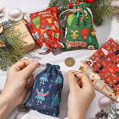 10 Stück 5 Farben bedruckte Aufbewahrungsbeutel aus Stoff mit Weihnachtsmotiv&nbsp;ABAG-YW0001-16