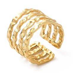 Ионное покрытие (ip) 304 нержавеющая сталь многорядное открытое манжетное кольцо для женщин RJEW-M149-18G