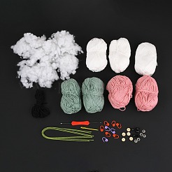 DIYうさぎ人形かぎ針編みキット  スティックを含む  プラスチッククラフトアイ＆ボタン＆ロッキングステッチメーカー  シリコンワッシャー  ファイバーヤード  コットン  鉄とプラスチックのかぎ針編みのフック  カラフル  19.7x4.1x0.2cm&nbsp;DIY-I053-04
