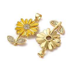 Pendentifs avec zircon cubiques à micro-pavés en laiton&nbsp;KK-D390-19G-01A