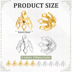 200 шт. 2-х цветные латунные колпачки для бусин KK-ME0003-09