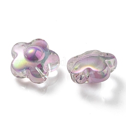 UVメッキレインボー虹色透明アクリルビーズ  ツートン  花  ミディアム蘭  17x17x9mm  穴：2.7mm&nbsp;OACR-C007-03B