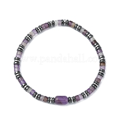 Pulseras elásticas de cuentas de hematita sintética no magnética y piedras preciosas naturales para mujeres y hombres.&nbsp;BJEW-JB13808