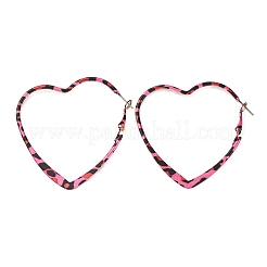 Полое сердце с леопардовым принтом литые серьги-кольца&nbsp;EJEW-Z112-01P