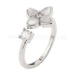 Anelli da donna aperti con micro pavé di zirconi cubici in ottone&nbsp;CU-F001-01P