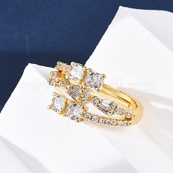 Кольца для женщин с микропаве из латуни и прозрачными кубическими цирконами&nbsp;RJEW-U047-03G