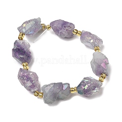 Brins de perles d'améthyste naturelle brute électroplaquée&nbsp;G-Z131-J02-11