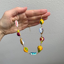 Halsketten aus Kunstharz mit Frucht- und Fischmotiven sowie Gliedern aus einer Legierung für Damen&nbsp;WG7A601-01