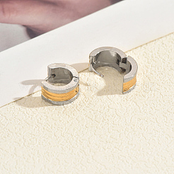 Двухцветные многослойные серьги-кольца из нержавеющей стали FG1785