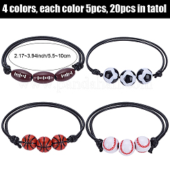 20шт 4 стиля браслеты из акриловых бусин в спортивной тематике для мужчин и женщин&nbsp;BJEW-SP0001-24