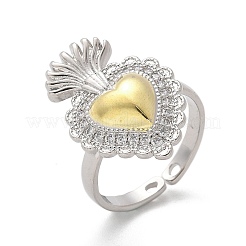 Открытое кольцо-манжета из латуни с микропаве из кубического циркония для женщин&nbsp;RJEW-F177-02GP-01