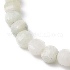 Pulsera elástica con cuentas de pepita facetadas de jade myanmar natural/jade birmano&nbsp;BJEW-JB07217-01