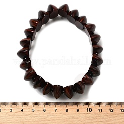 Биконусные эластичные браслеты из натуральных красных бусин тигрового глаза для женщин и мужчин BJEW-C097-05Q