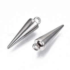 変色しない201ステンレススチールペンダント  コーン  ステンレス鋼色  17.5x5mm  穴：1.6mm&nbsp;X-STAS-S117-002C-01