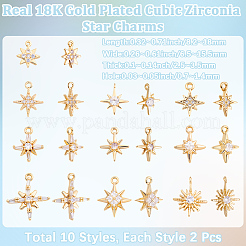 20 pz 10 stili in ottone micro pavé di ciondoli in zirconi cubici&nbsp;KK-BBC0028-16