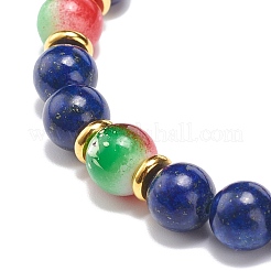 Braccialetto elasticizzato con perline rotonde in resina e pietre preziose da donna&nbsp;BJEW-JB08665