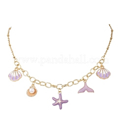 Подвеска в форме морской звезды из эмали из океанического сплава&nbsp;NJEW-JN05815-03