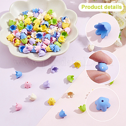 120 шт. 6-цветные прорезиненные непрозрачные акриловые колпачки для бусин&nbsp;ACRP-PH0001-11