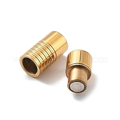 304ステンレススチール製マグネット留め具  コラム  イオンプレーティング（ip）  18KGP本金メッキ  18x7mm  穴：4mm&nbsp;STAS-B082-02B-G