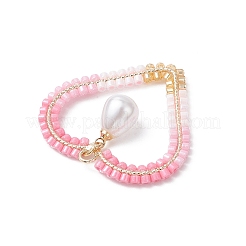 Подвески в форме сердца из латунного стекла и бисера&nbsp;PALLOY-MZ01103