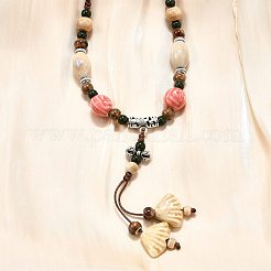 Этнический стиль сплав и фарфор керамические бусины подвеска кисточка и ожерелья&nbsp;LS-NJEW-D308-03A