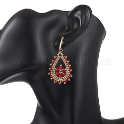 Ohrhänger aus Teardrop-Glasperlen und gefärbter natürlicher malaysischer Jade&nbsp;EJEW-MZ00707-02