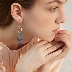 5 пара 5-х стильных сережек-люстр с конским глазом и кольцом EJEW-SW00008