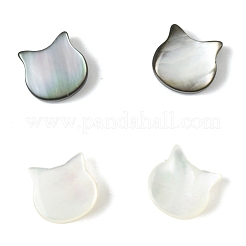 4 шт. Набор из 2-х натуральных черных ракушек-губ и белых бусин SSHEL-FS0001-10