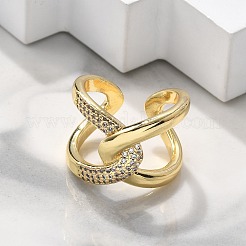 Латунные кольца из манжеты с прозрачным цирконием&nbsp;RJEW-C120-23G