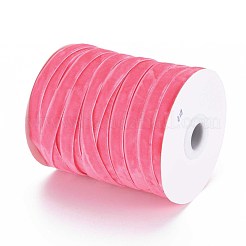 シングルフェイスベルベットリボン  濃いピンク  3/8インチ（9.5~10mm）  約50ヤード/ロール（45.72メートル/ロール）&nbsp;SRIB-T004-01-28