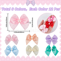 72 Stück 6 Farben Bowknot Polyester Ornament Zubehör&nbsp;DIY-SP0003-60B