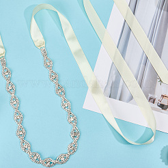 Металлические пояса для талии со стразами в форме конского глаза для свадебного платья&nbsp;AJEW-WH20080-65A-S