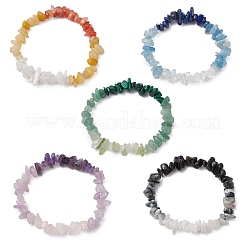 5 ensemble de bracelets extensibles en perles de pierres précieuses mélangées naturelles pour femmes&nbsp;BJEW-TA00557