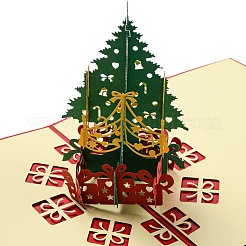 3D ポップアップ紙グリーティング カード  封筒付き  クリスマスの日の招待状  クリスマスツリー  150x100x100mm&nbsp;AJEW-P124-A01