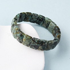 Rechteckige Stretch-Armbänder aus natürlichen afrikanischen und türkisfarbenen Perlen für Damen und Herren&nbsp;BJEW-Z149-01A