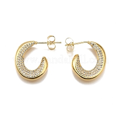 Женские серьги-гвоздики из латуни с микропаве и прозрачным кубическим цирконием&nbsp;EJEW-U056-04B-G