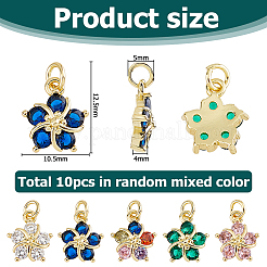 10шт латунные прозрачные подвески из кубического циркония ZIRC-HS0001-19