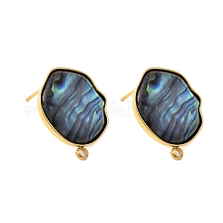 Фурнитура для сережек-гвоздиков из нержавеющей стали 304 с натуральными ракушками пауа&nbsp;STAS-Z125-03G