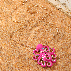 Ожерелья с подвеской в виде осьминога из цинкового сплава Ocean Beach для женщин JW6397