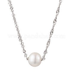 Натуральный культивированный пресноводный жемчуг картофельный кулон 304 нержавеющая сталь сингапурские цепочки ожерелья NJEW-JN05273-02