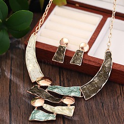 Collane con ciondolo in lega di zinco smaltata trapezoidale e set di orecchini pendenti a bottone per donna&nbsp;WG56C72-04