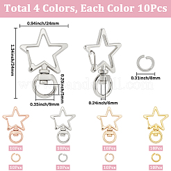 40 шт. 4-х цветные поворотные карабины из цинкового сплава в форме звезды&nbsp;FIND-SP0001-21