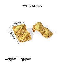 1 пара французских винтажных текстурированных прямоугольных серег-гвоздиков из нержавеющей стали 304&nbsp;LR2156-1