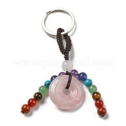 7 porte-clés pompon en pierres précieuses naturelles chakra&nbsp;G-C066-06C